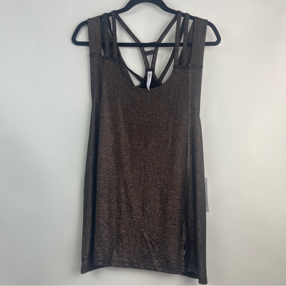 RVCA Bronze Metallic Strappy Mini Tank Dress Size Large - Picture 1 of 5